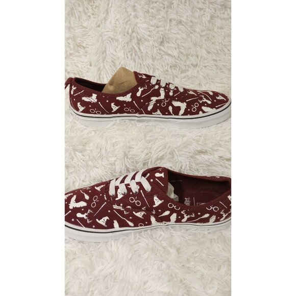 Vans X Harry Potter Burgundy/White Lace-Up Sneakers With Wizarding World Pattern - Picture 6 of 7